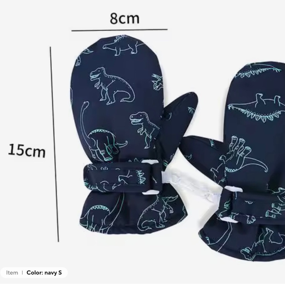 New baby’s Dinosaur Print Mittens - blue 6-24 months